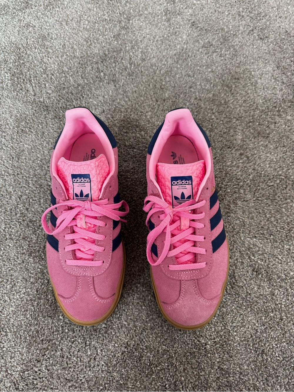 adidas Pink Suede Sneakers with Navy Three Stripes